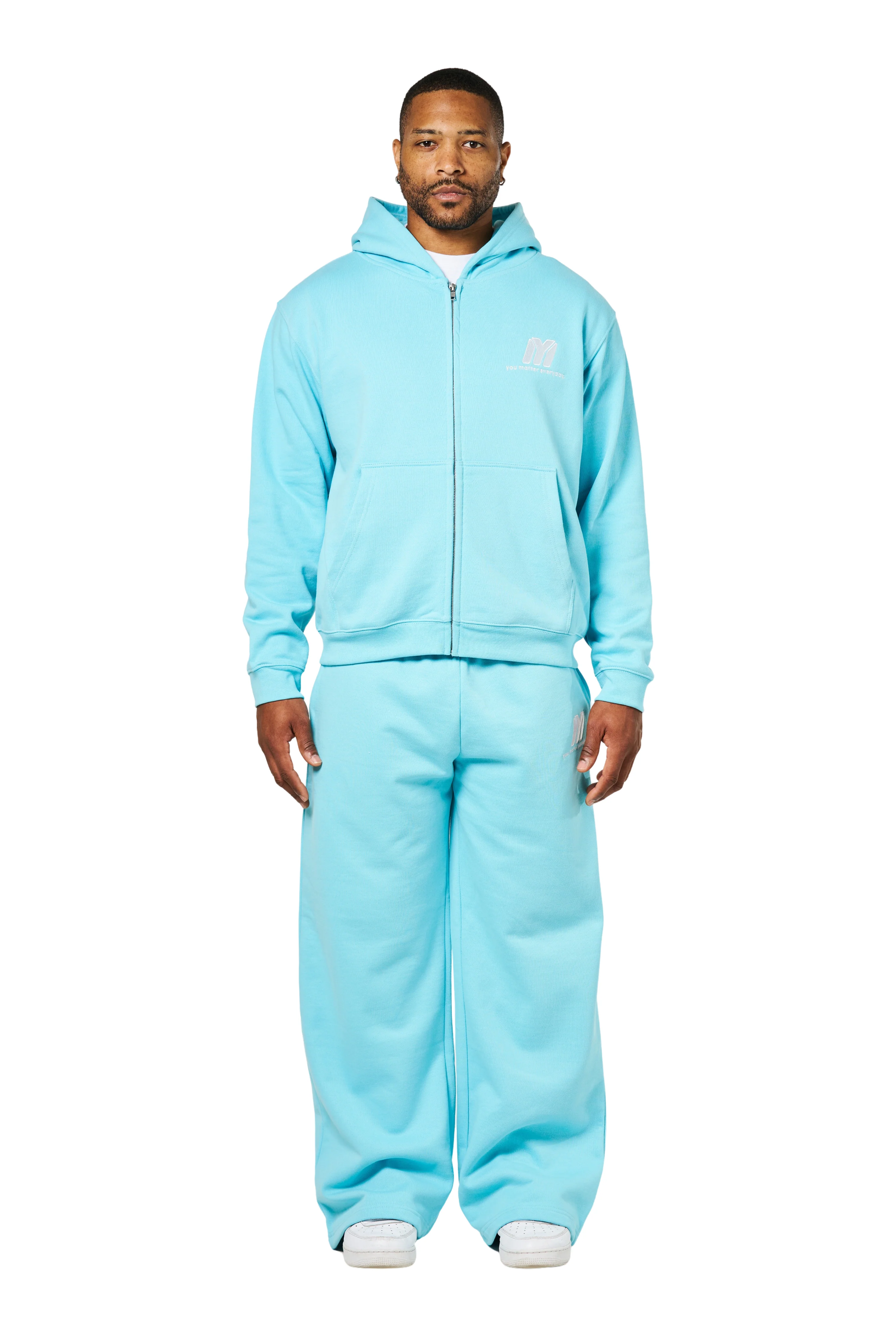 You Matter Everyday Wide Leg Sweatpants - Baby Blue - Image 3