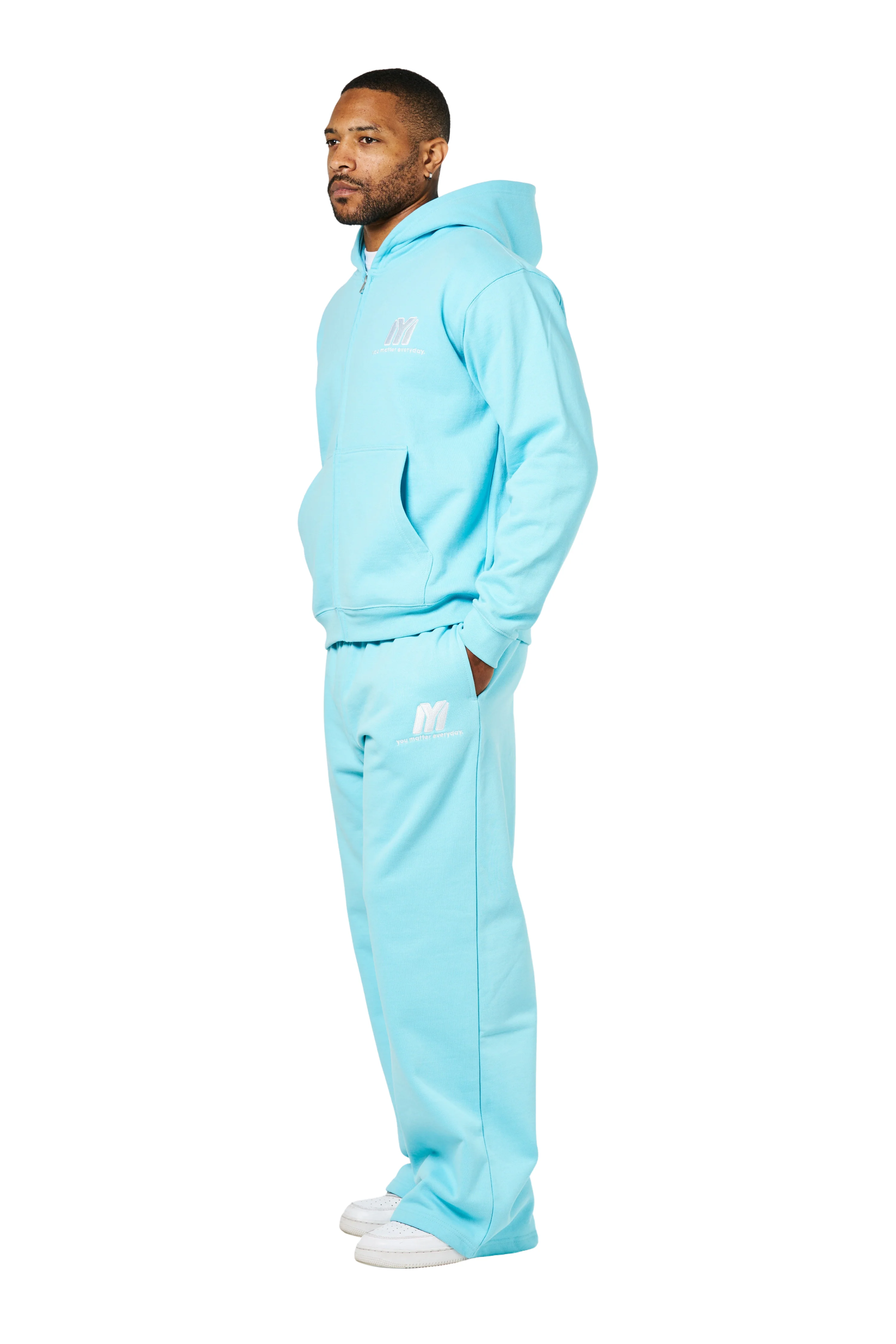 You Matter Everyday Wide Leg Sweatpants - Baby Blue - Image 4