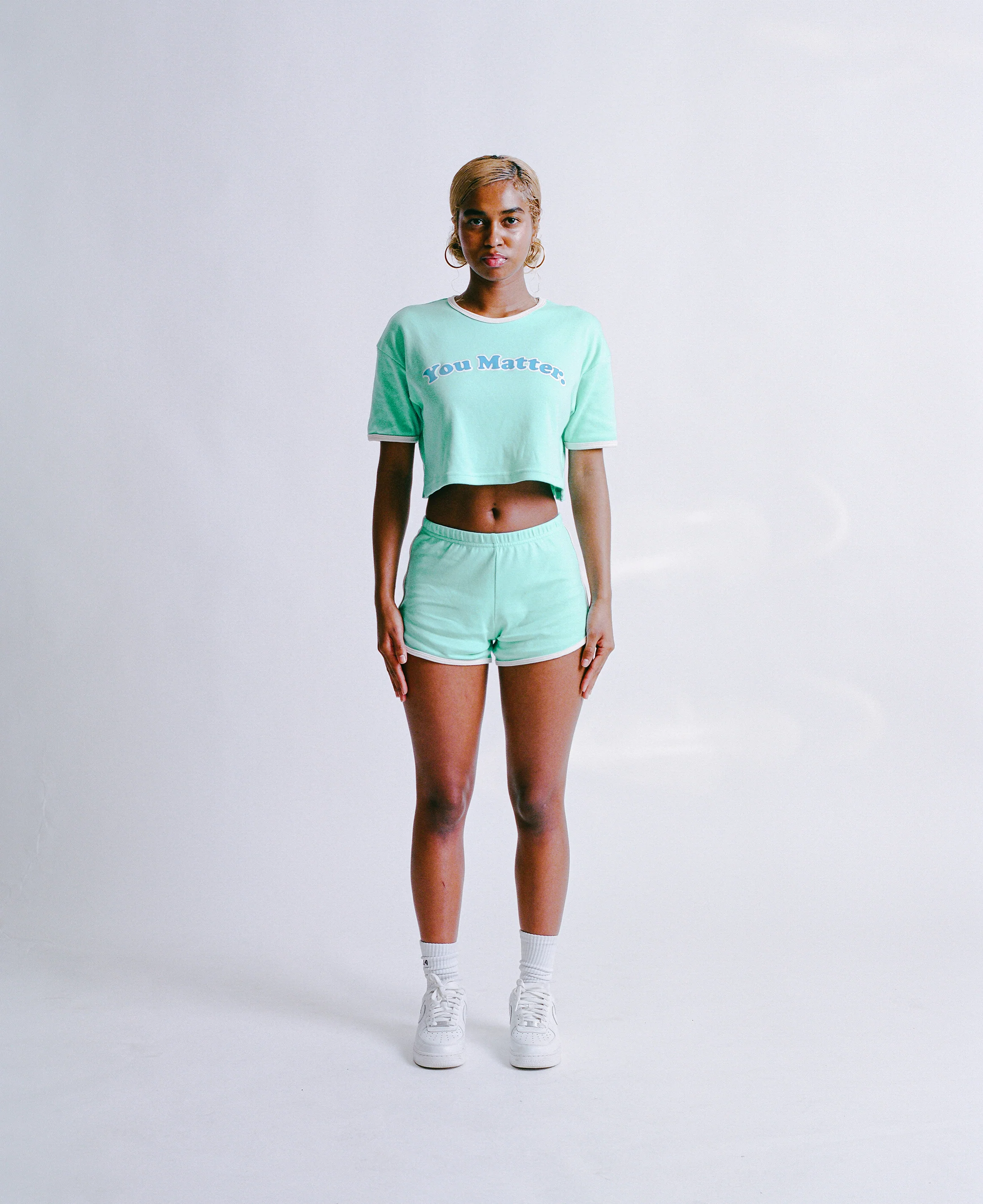 You Matter Baby Blue Short Shorts - Image 4