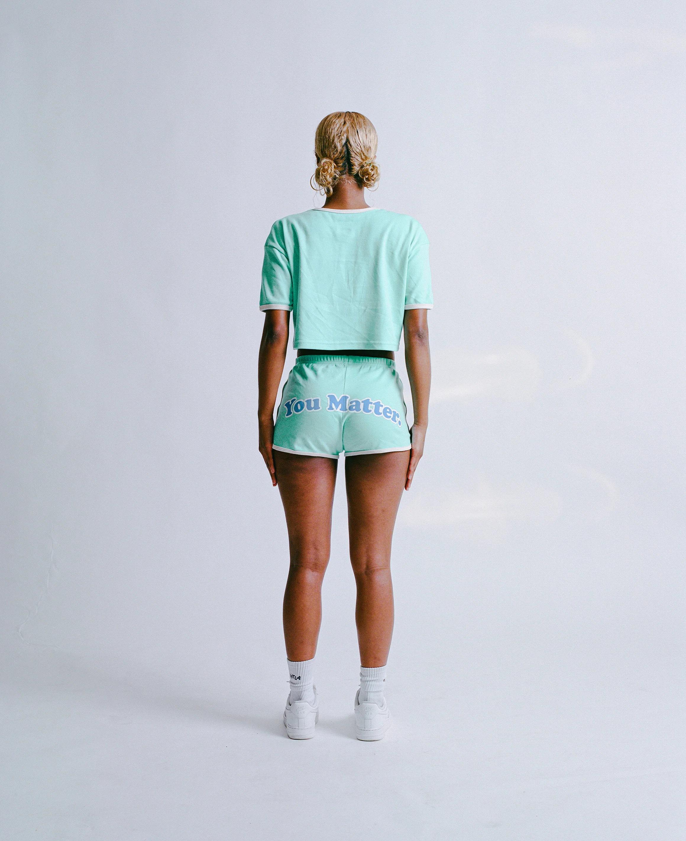 You Matter Baby Blue Short Shorts - Image 6