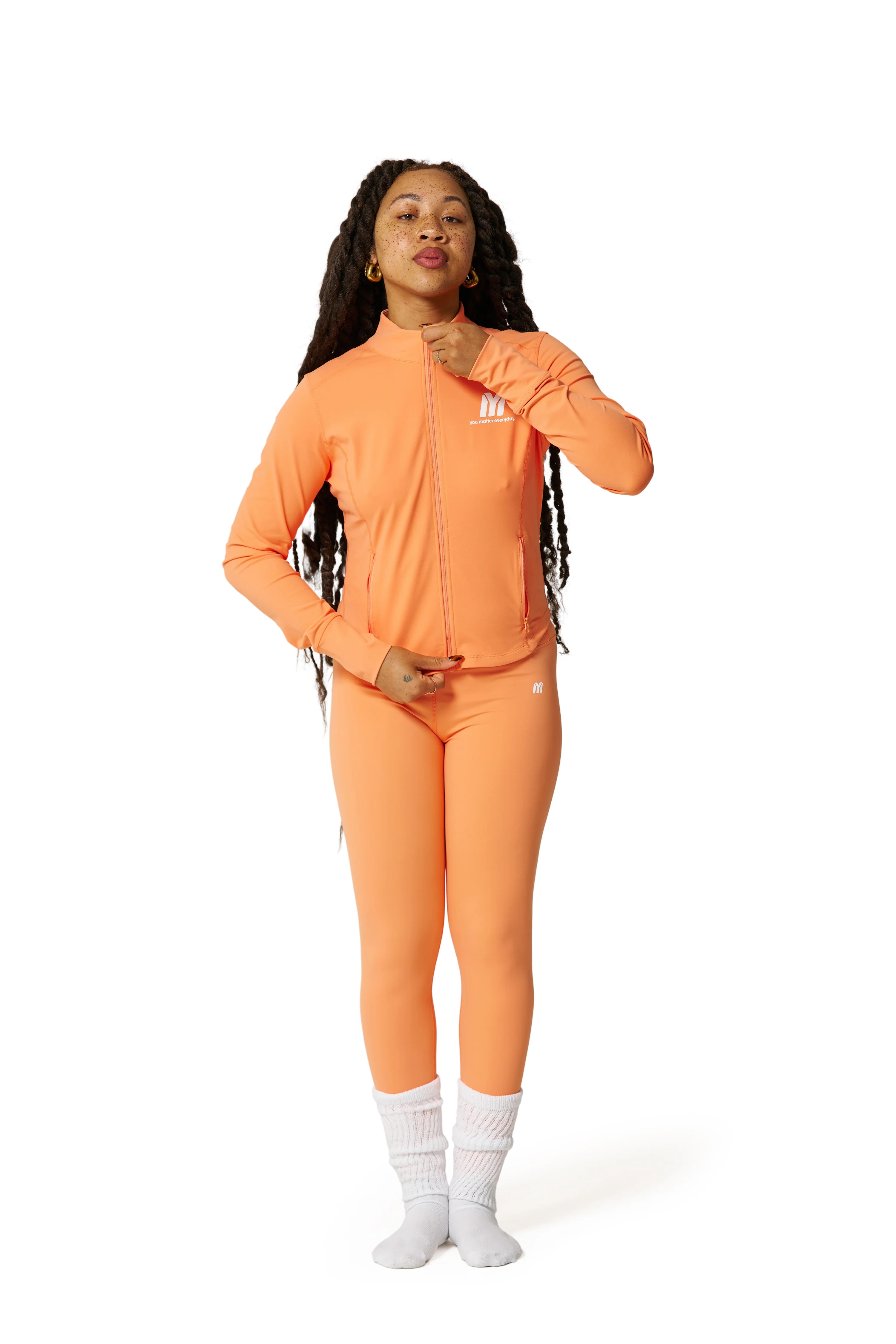You Matter Everyday Active Zip Up Jacket - Georgia Peach