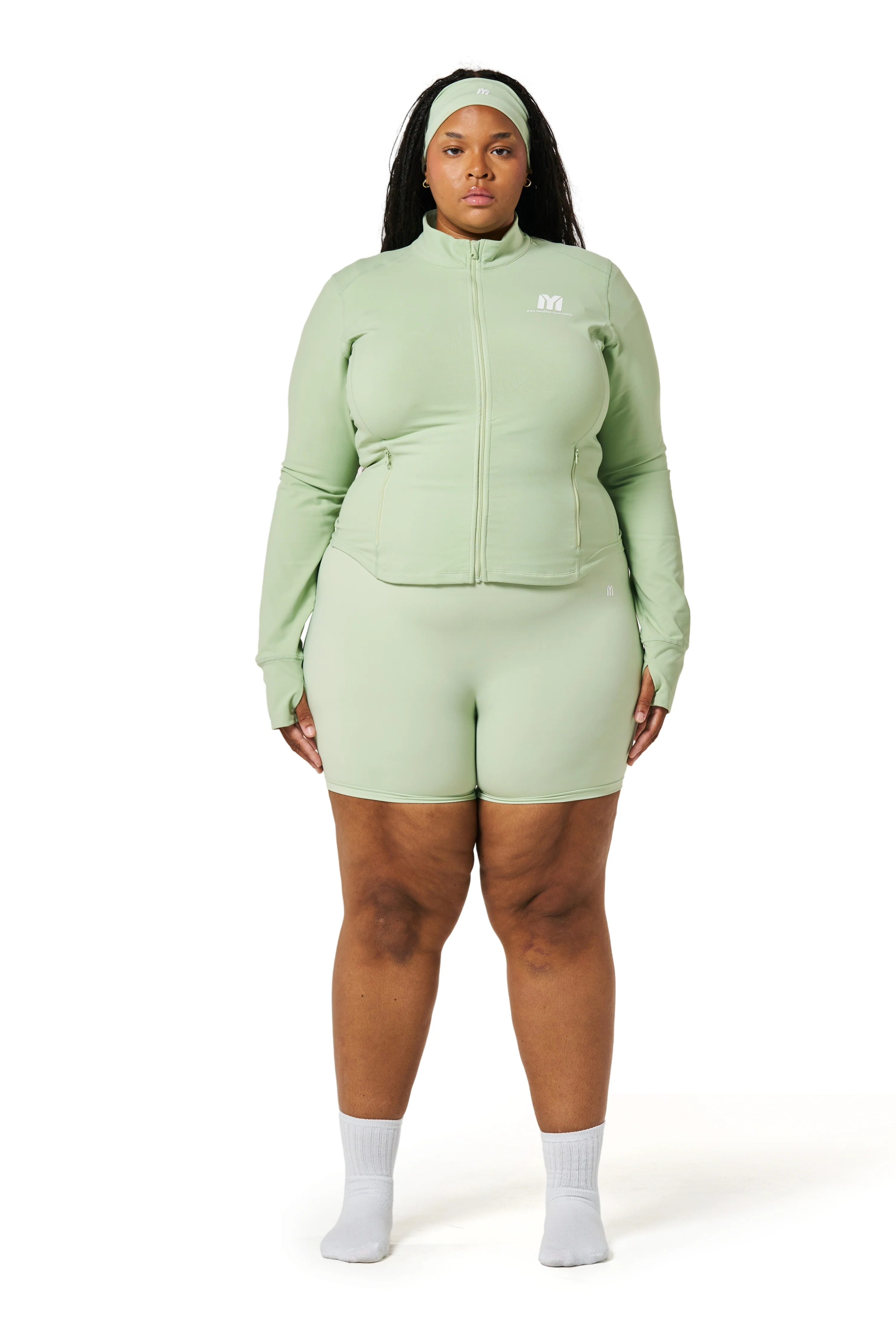 You Matter Everyday Active Zip Up Jacket - Sage Green