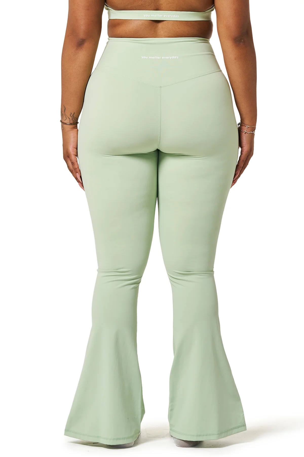 You Matter Everyday Flare Yoga Pants - Sage Green
