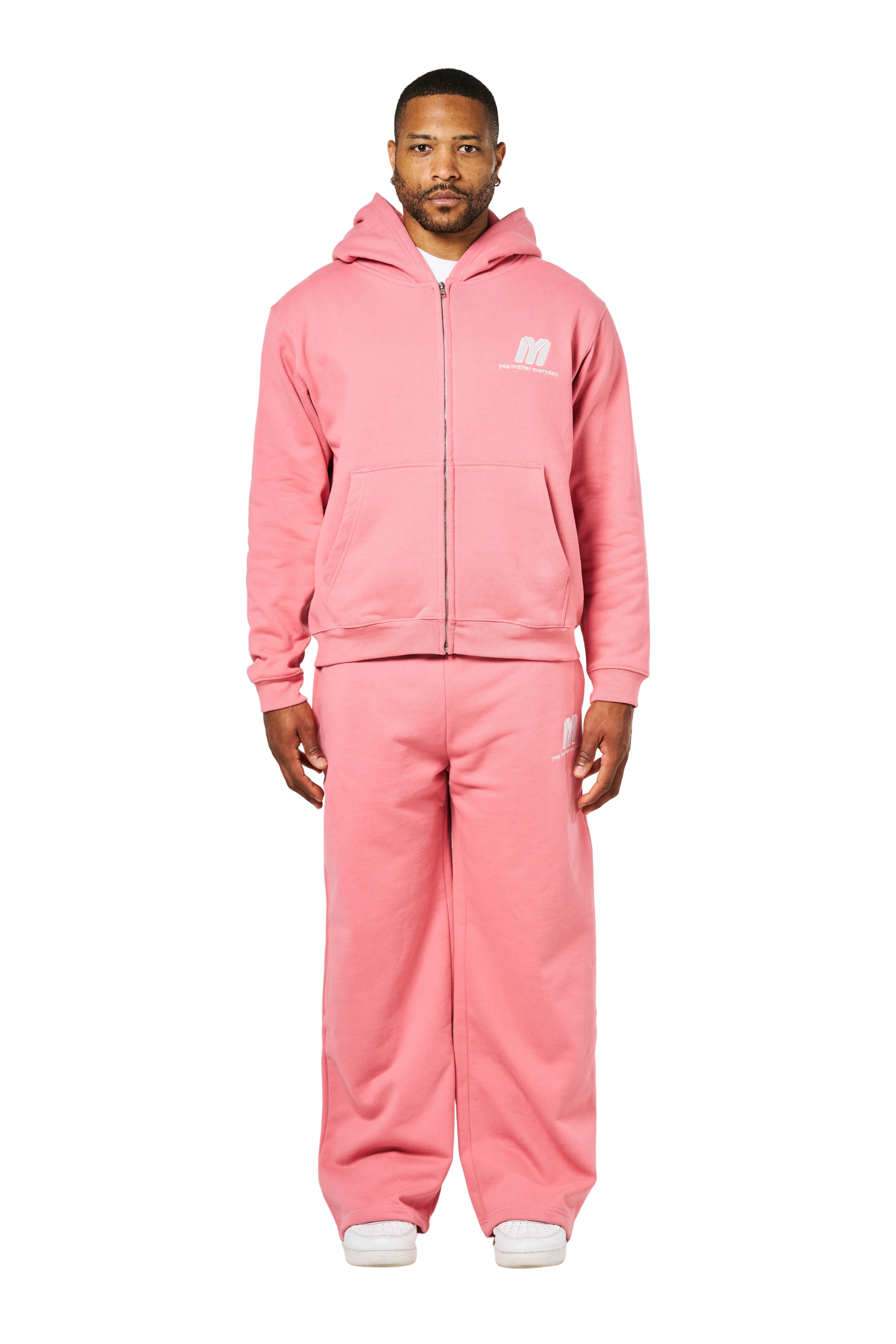 You Matter Everyday Wide Leg Sweatpants - Rose Pink - Image 3