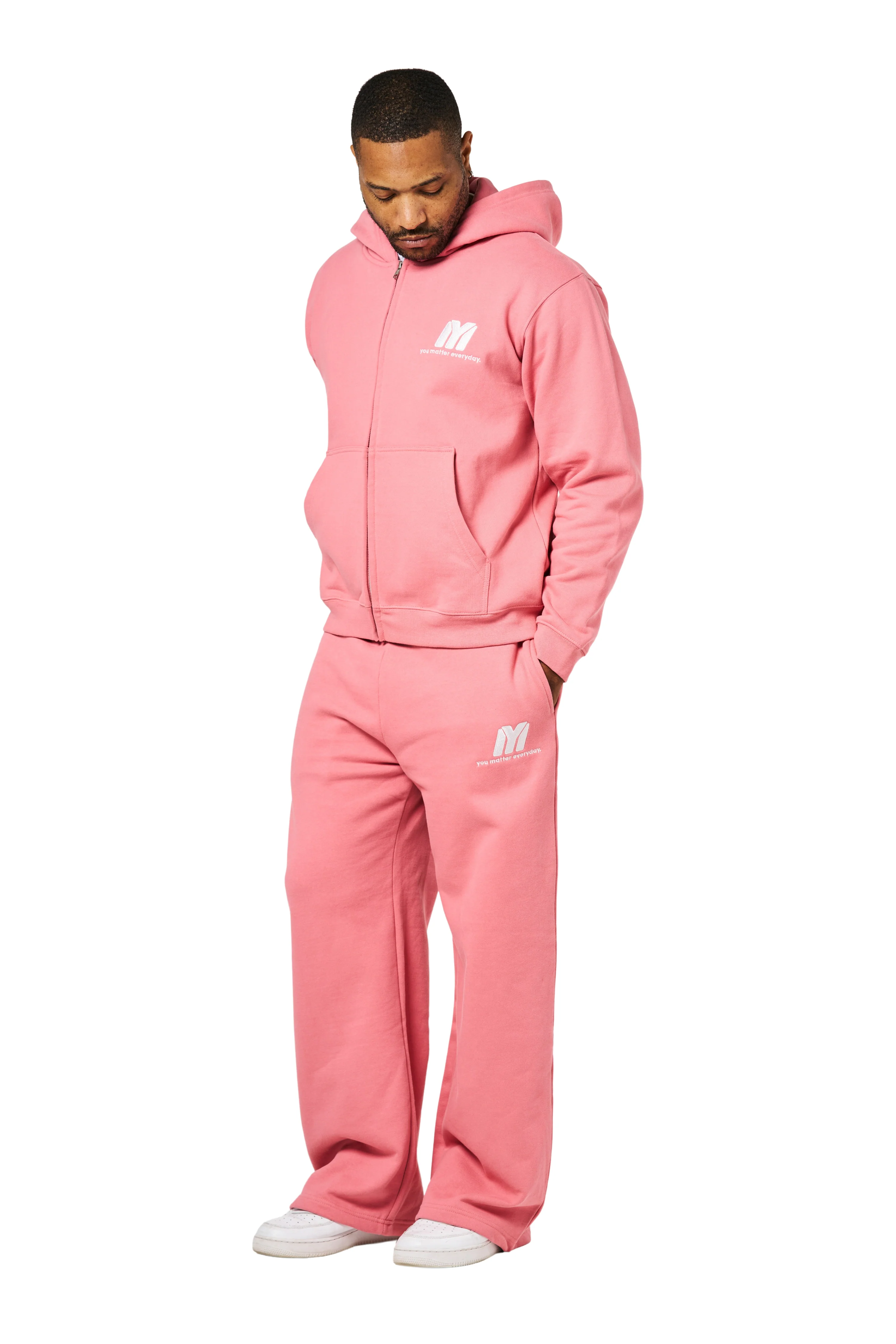 You Matter Everyday Wide Leg Sweatpants - Rose Pink - Image 4