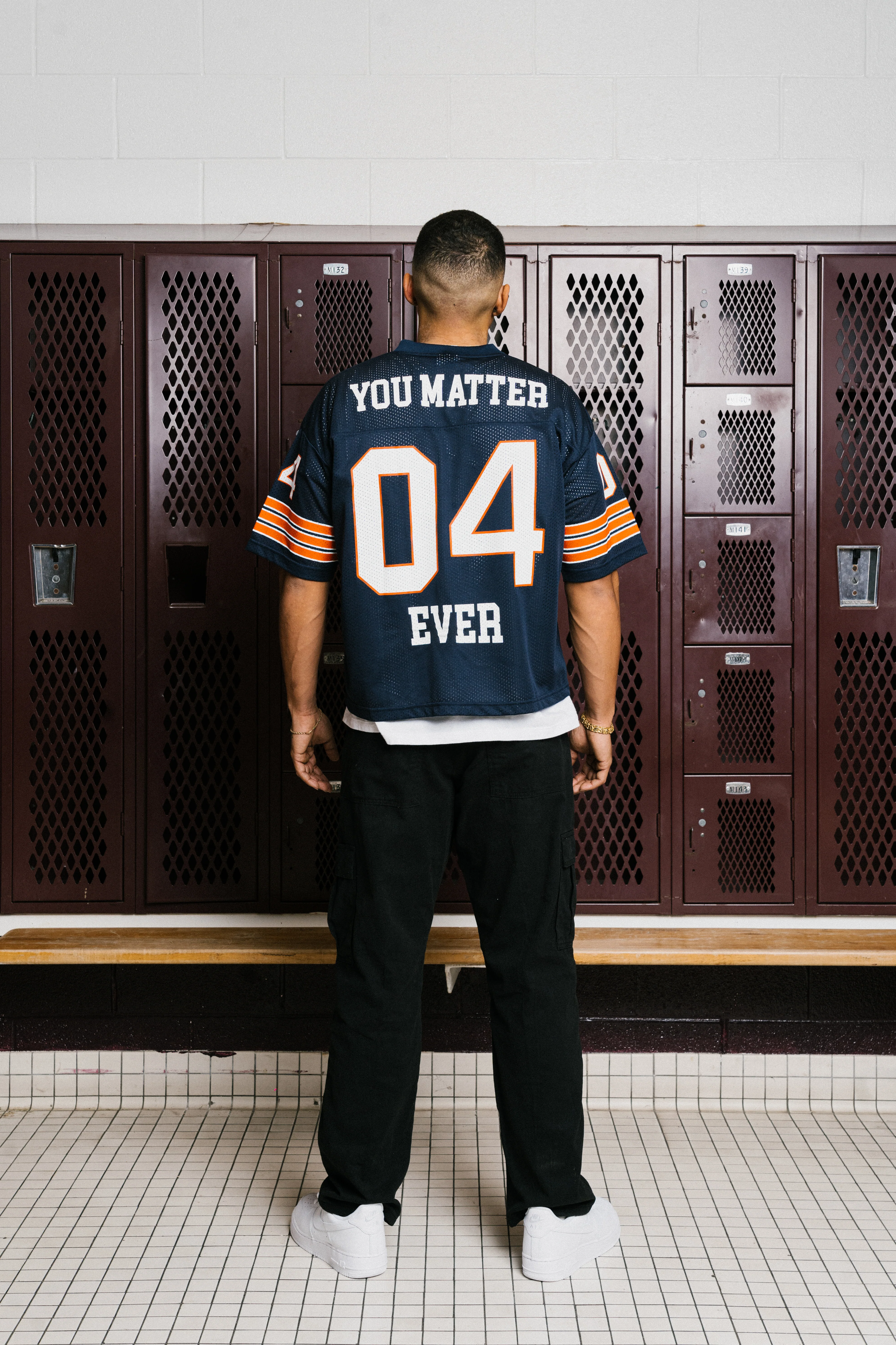 You Matter Football Jersey - Navy & Orange - Image 9