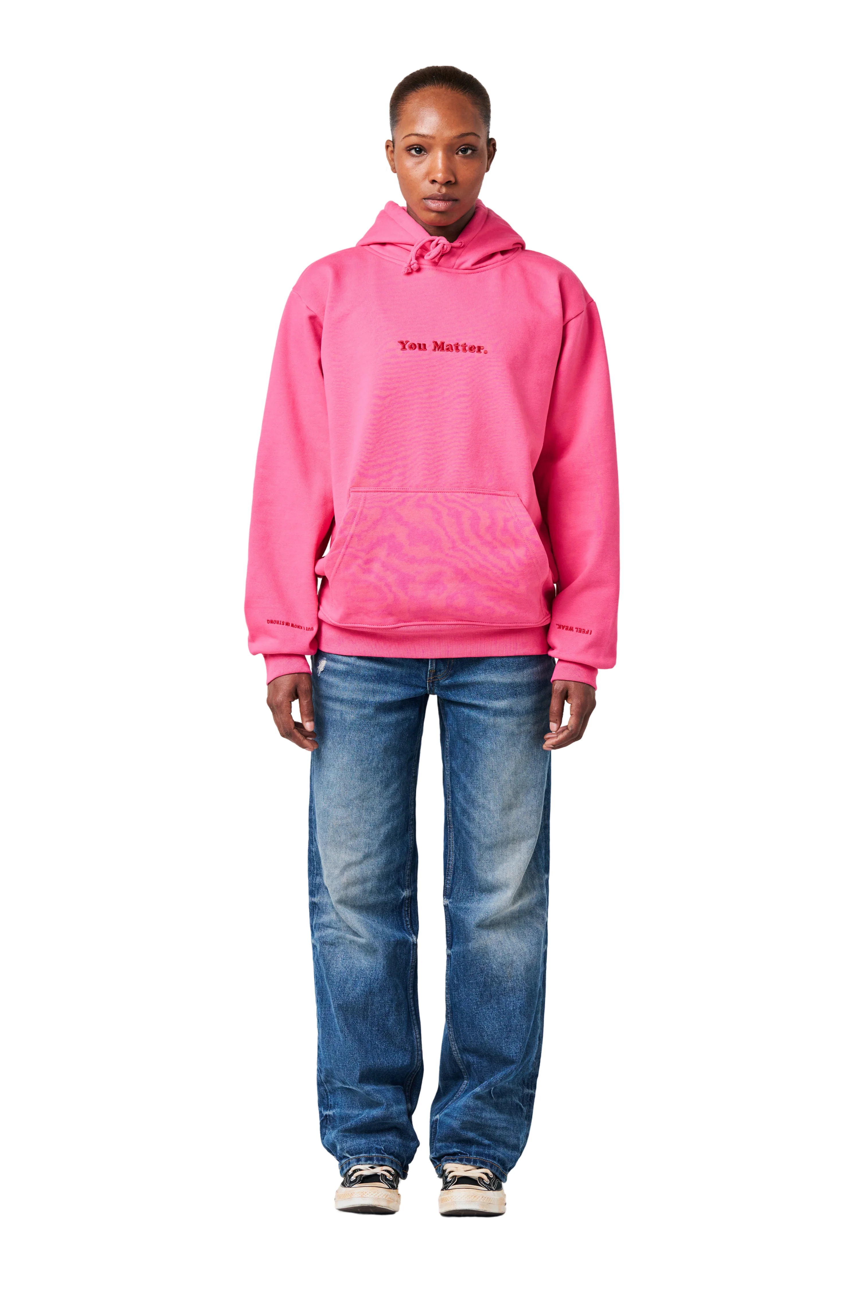 You Matter Satin Hoodie - Blush Pink - Image 4