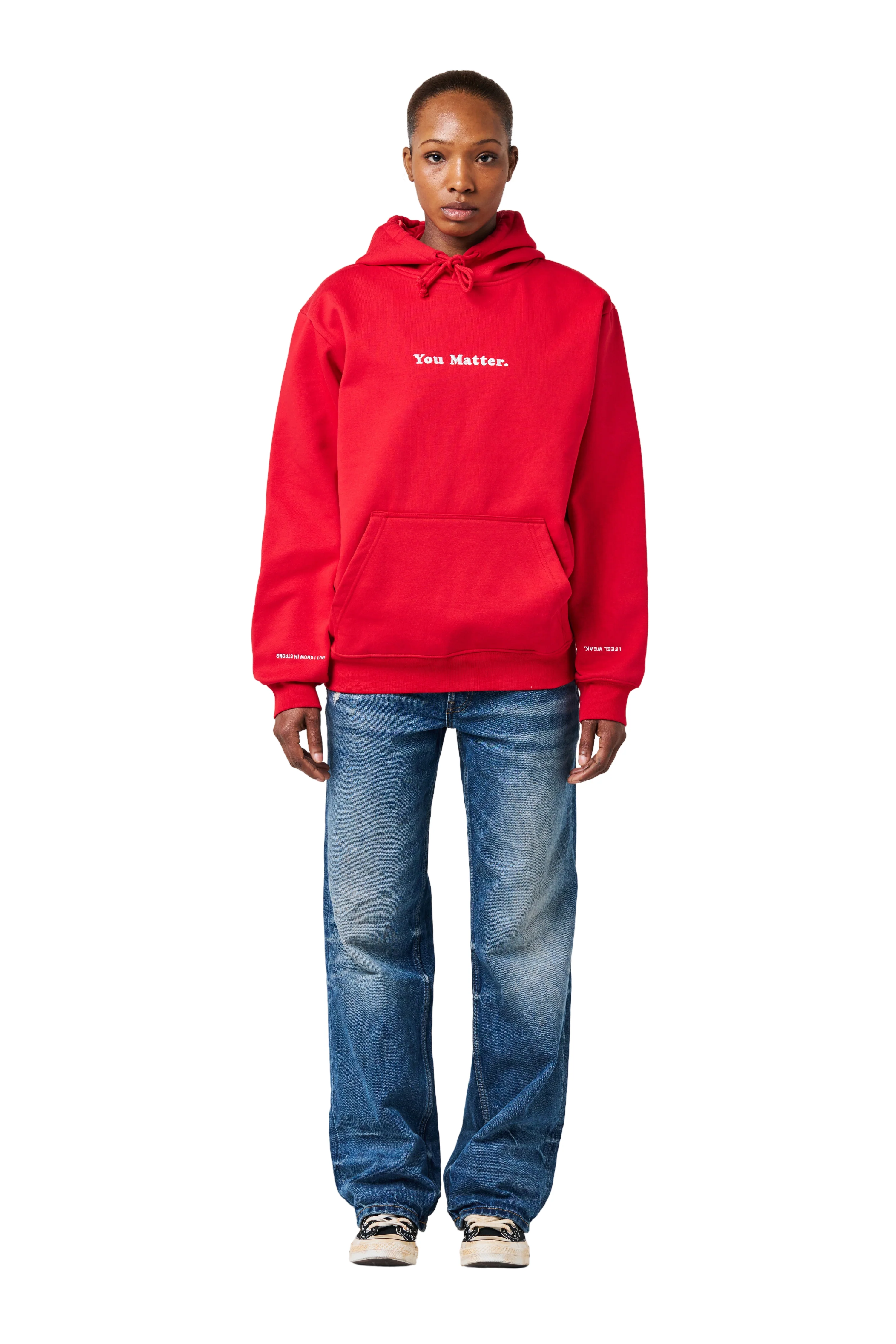 You Matter Satin Hoodie - Red - Image 5