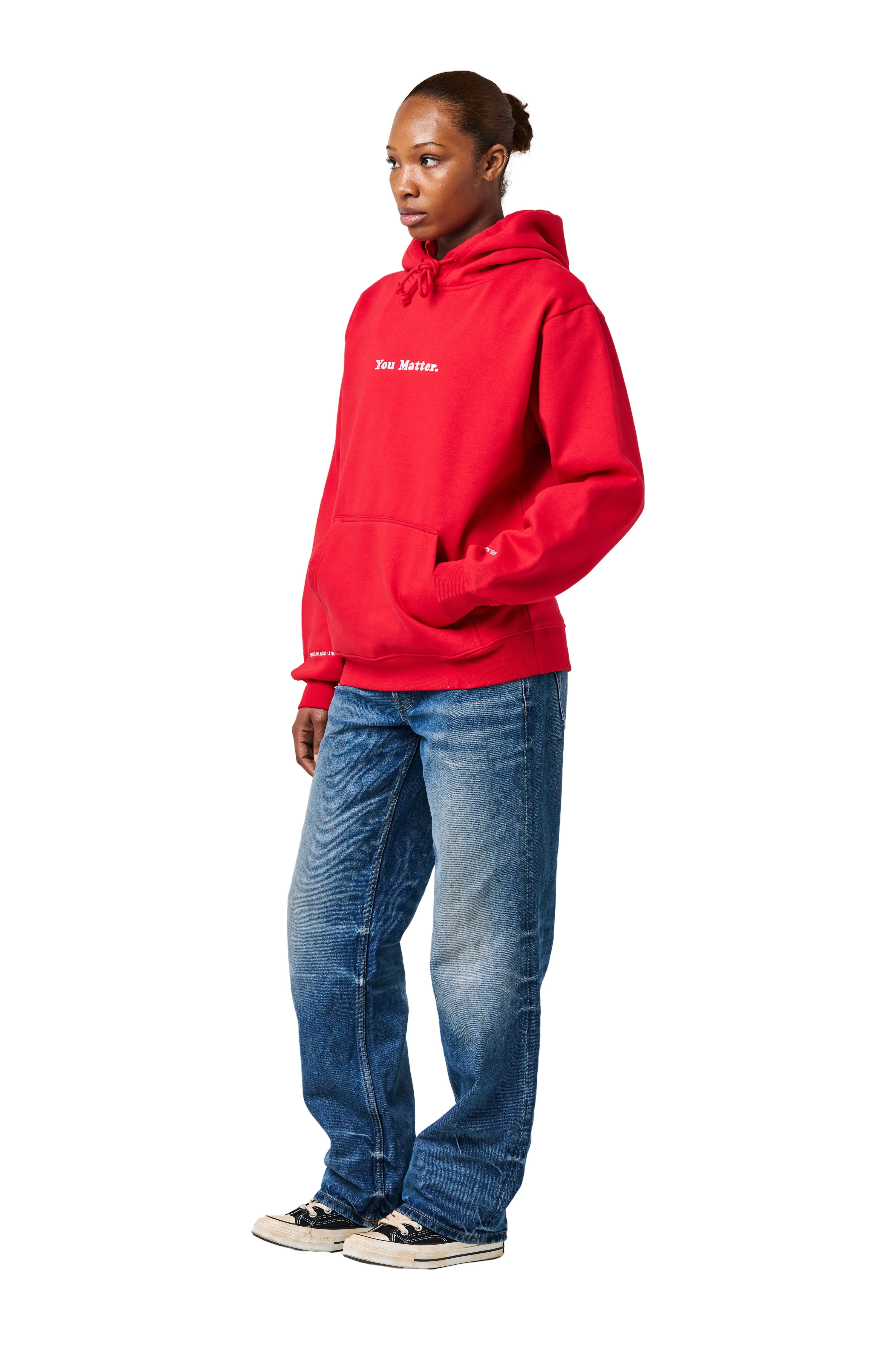 You Matter Satin Hoodie - Red - Image 6